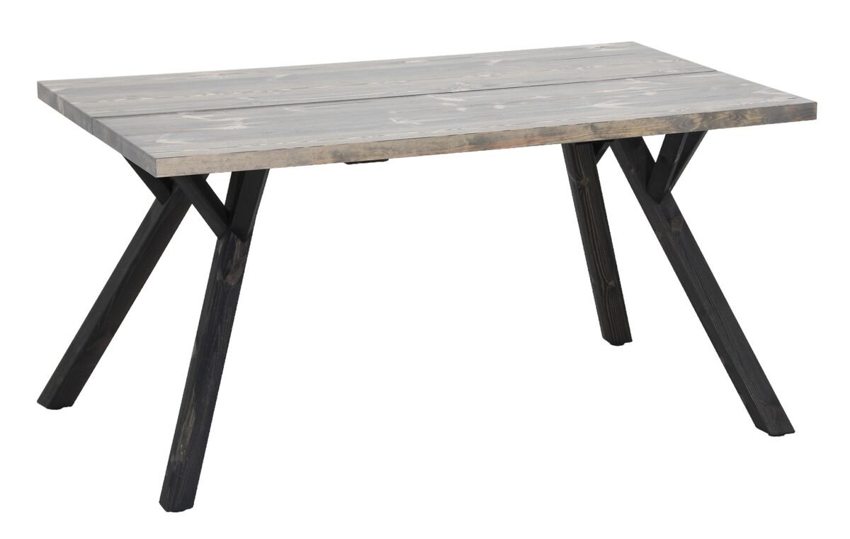 Lana terassilankkupöytä suoralla reunalla 150x90 cm savunharmaa/musta