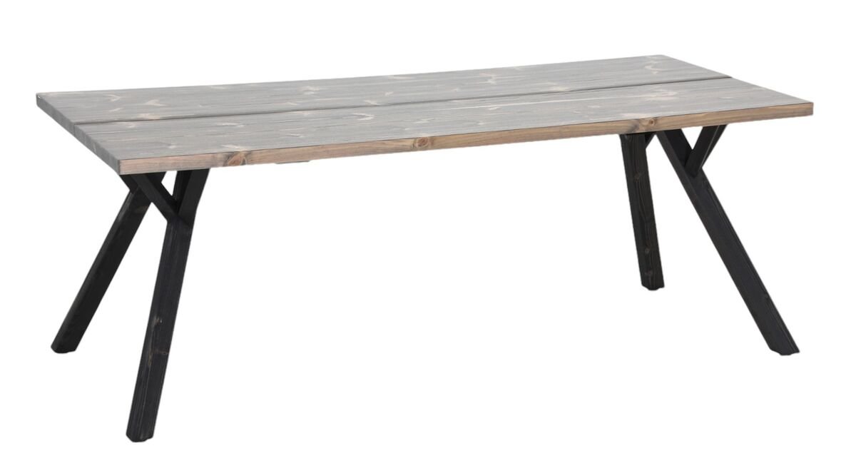 Lana terassilankkupöytä suoralla reunalla 200x90 cm savunharmaa/musta