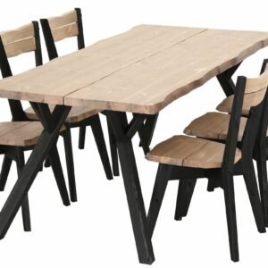 Lana 6-hengen terassiruokailuryhmä antiikkipetsattu/musta