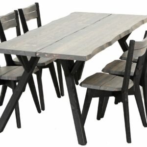 Lana 6-hengen terassiruokailuryhmä savunharmaa/musta