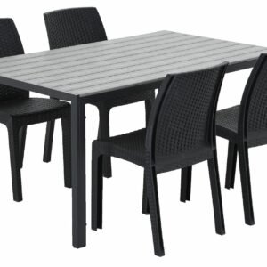 Saarni-Kairo 4-hengen ruokailuryhmä harmaa/musta/grafiitti