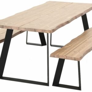 Triangel lankku penkkiryhmä 6-hengen antiikkipetsattu/musta