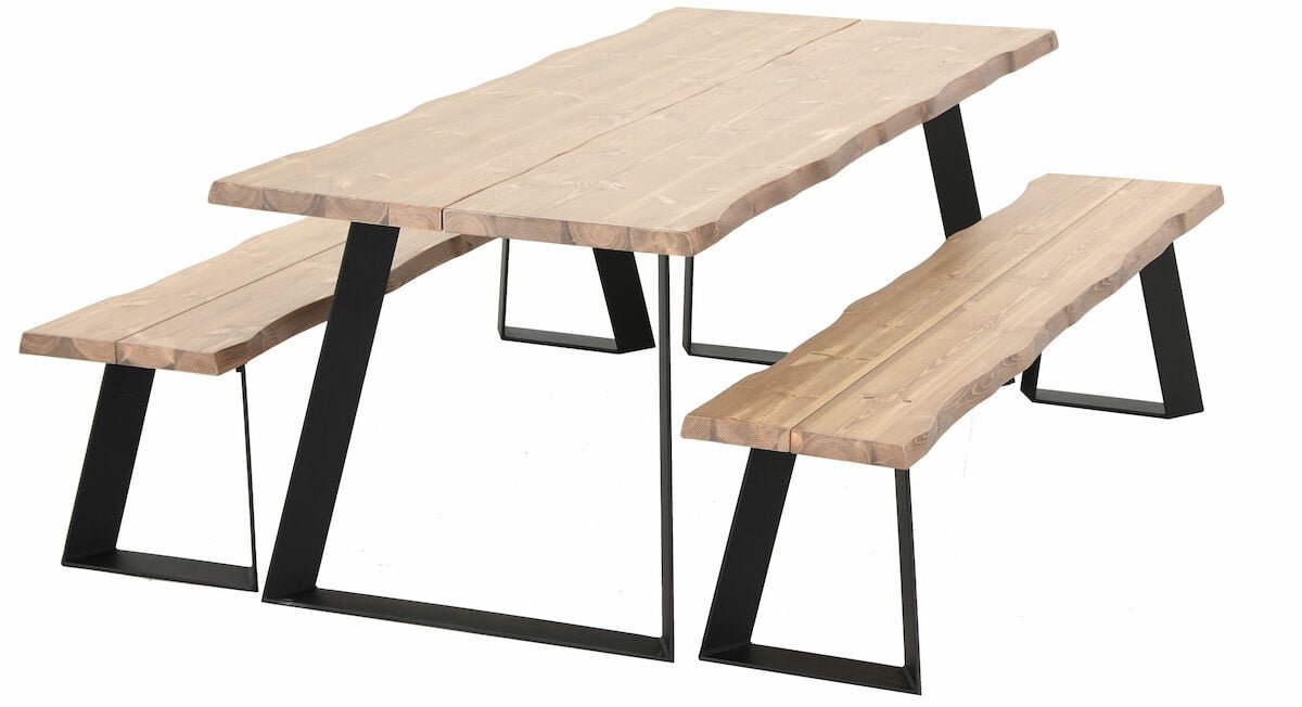 Triangel lankku penkkiryhmä 6-hengen antiikkipetsattu/musta