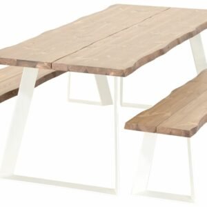 Triangel lankku penkkiryhmä 6-hengen antiikkipetsattu/valkoinen