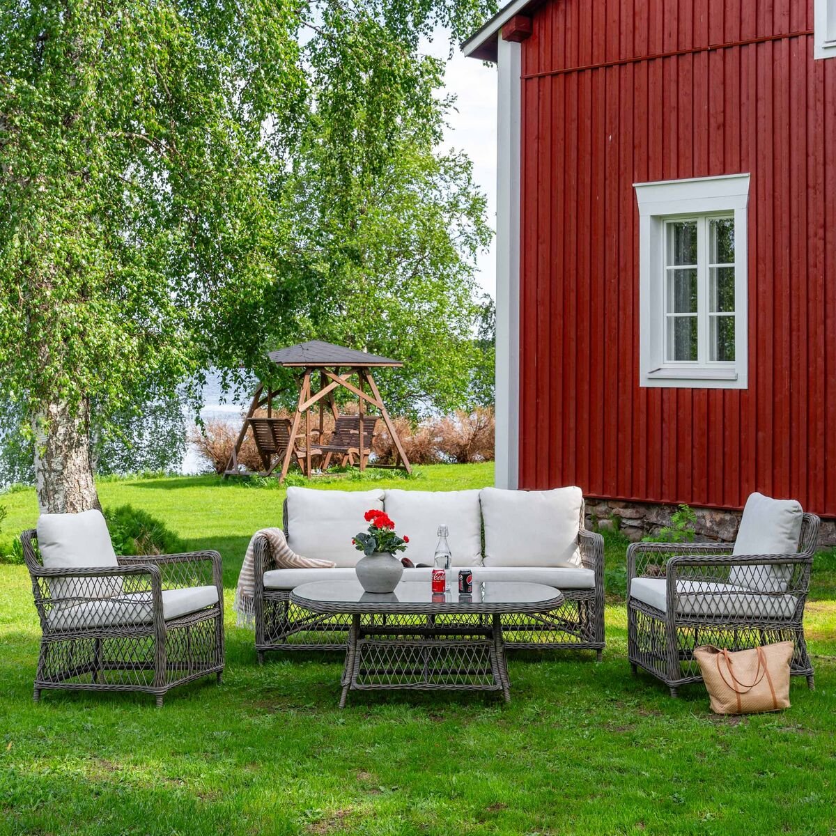 Visby sohvaryhmä ruskeanharmaa, hiekka pehmusteet