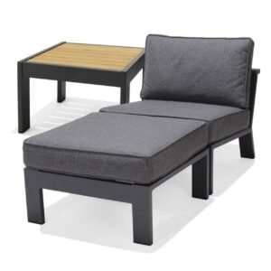 Puutarhakalustesetti Lifestyle Garden PALAU sivutuoli + rahi + sivupöytä 60 cm -