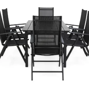 Ruokailuryhmä Portland 152-210x90 + 6 Maggie tuolia - Musta