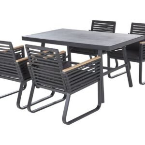 Puutarhasenkki Pöytä ja 4 tuolia CANETTO - Musta