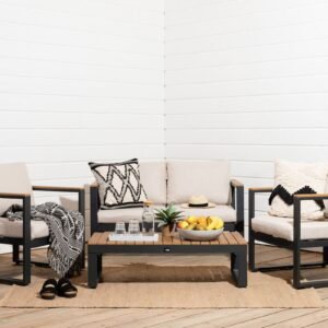 Aava 4-hengen sohvaryhmä antrasiitti, hiekka pehmusteet