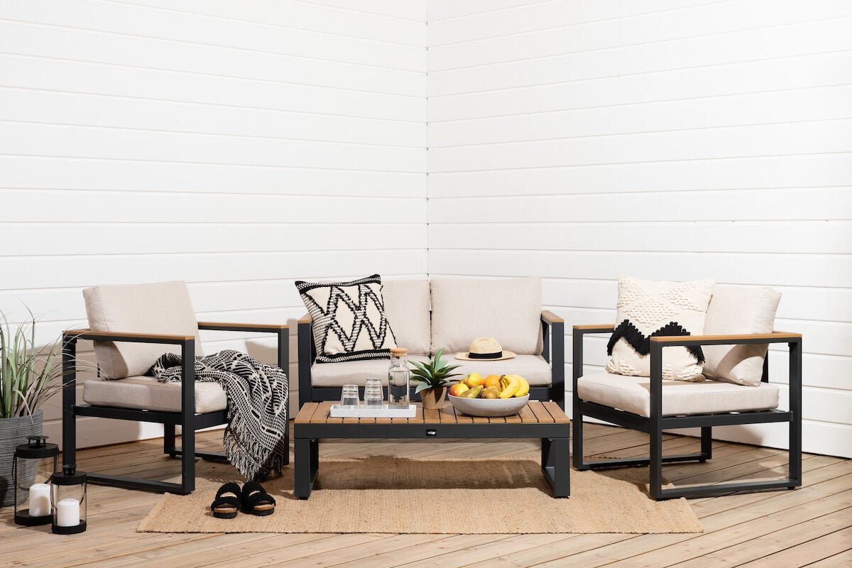 Aava 4-hengen sohvaryhmä antrasiitti, hiekka pehmusteet