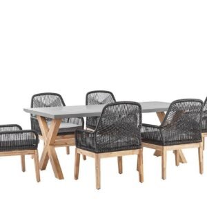 Puutarharyhmä pöydällä ja 6 tuolilla Musta/Harmaa Olbia - Harmaa