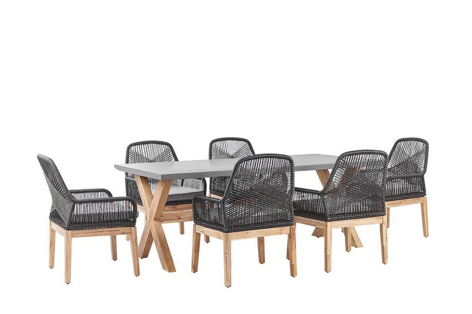 Puutarharyhmä pöydällä ja 6 tuolilla Musta/Harmaa Olbia - Harmaa