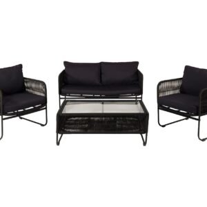 Utah-oleskeluryhmä ulkokäyttöön 4-istuttava - Musta