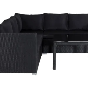 Kuba-oleskeluryhmä ulkokäyttöön tyynyillä - Musta