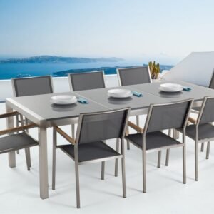 Puutarhakalusteet 1 Pöytä + 8 Grosseto tuolia - Harmaa