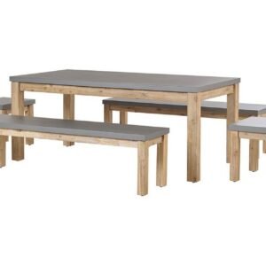 Puutarhakalustesarja Pöytä js 2 penkkiä ja 2 tuolia OSTUNI - Harmaa