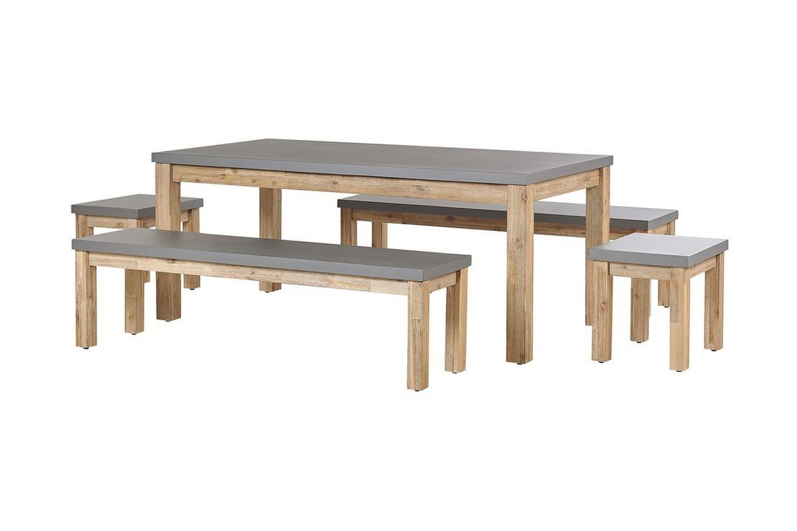 Puutarhakalustesarja Pöytä js 2 penkkiä ja 2 tuolia OSTUNI - Harmaa