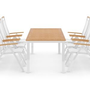 Ruokailuryhmä Las Vegas 220-280 + 6 Säätötuolia Lyx - Tiikki/Valkoinen