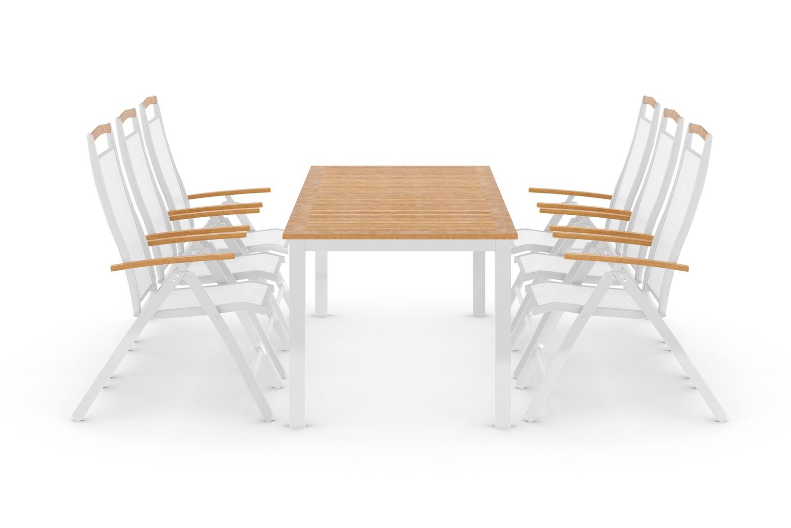 Ruokailuryhmä Las Vegas 220-280 + 6 Säätötuolia Lyx - Tiikki/Valkoinen