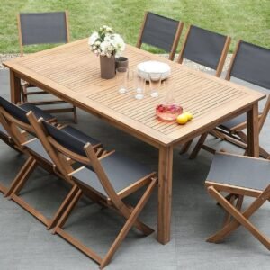 Puutarhakalustepaketti Pöytä + 8 tuolia Cesana - Puu/Luonnonväri