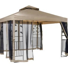 Paviljonki Leafie 300x300 cm Teräsrunko - Ruskea/Beige