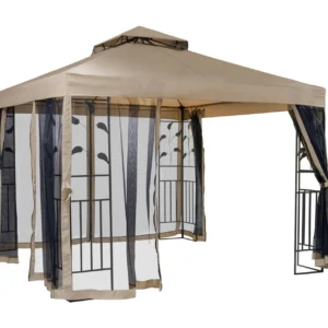 Paviljonki Leafie 300x300 cm Teräsrunko - Ruskea/Beige