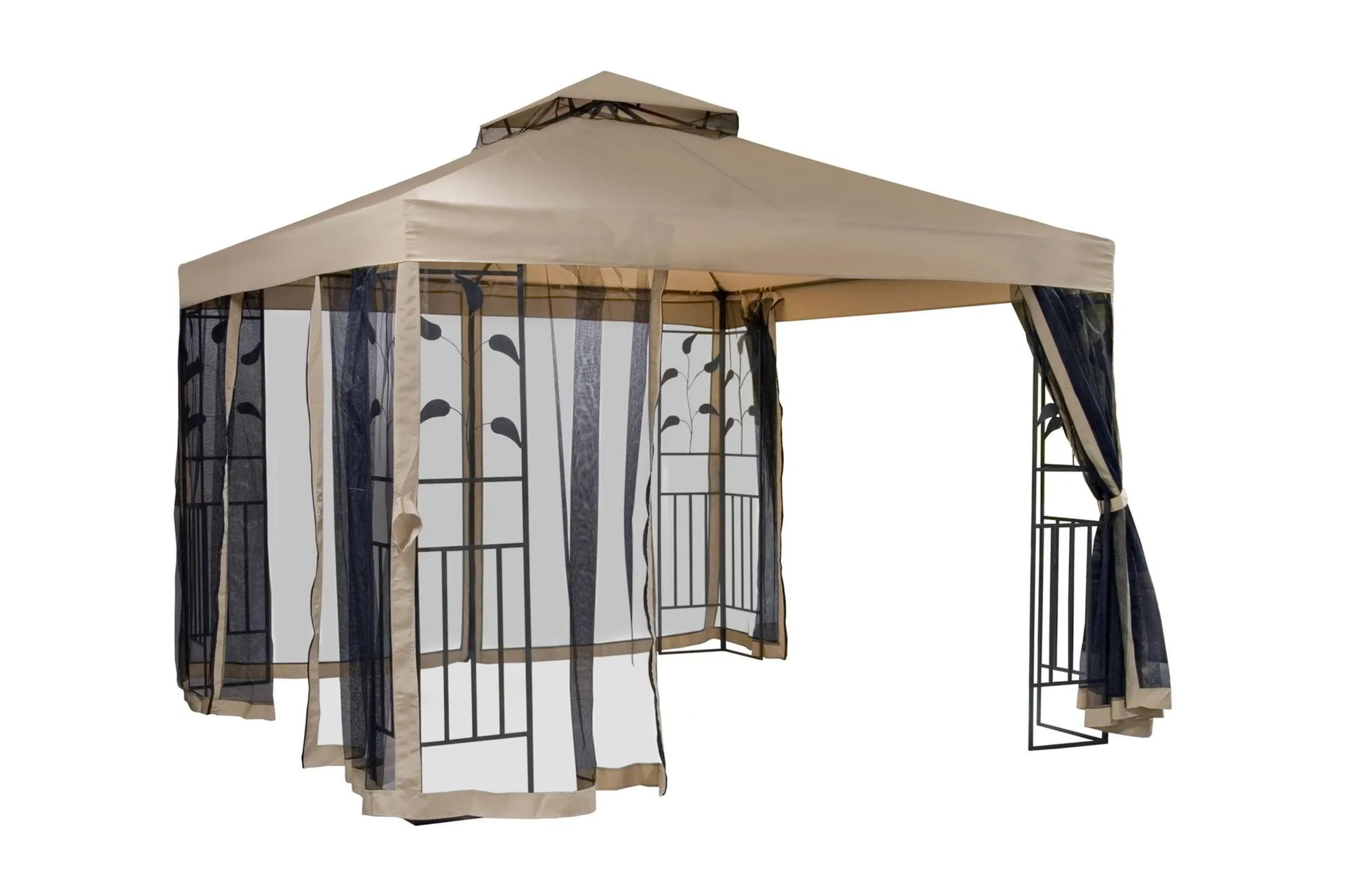 Paviljonki Leafie 300x300 cm Teräsrunko - Ruskea/Beige