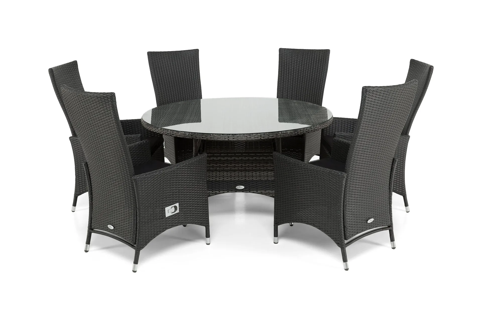 Ruokailuryhmä Thor 140 cm Pyöreä + 6 Jenny Säädettävää Nojat - Harmaa/Musta