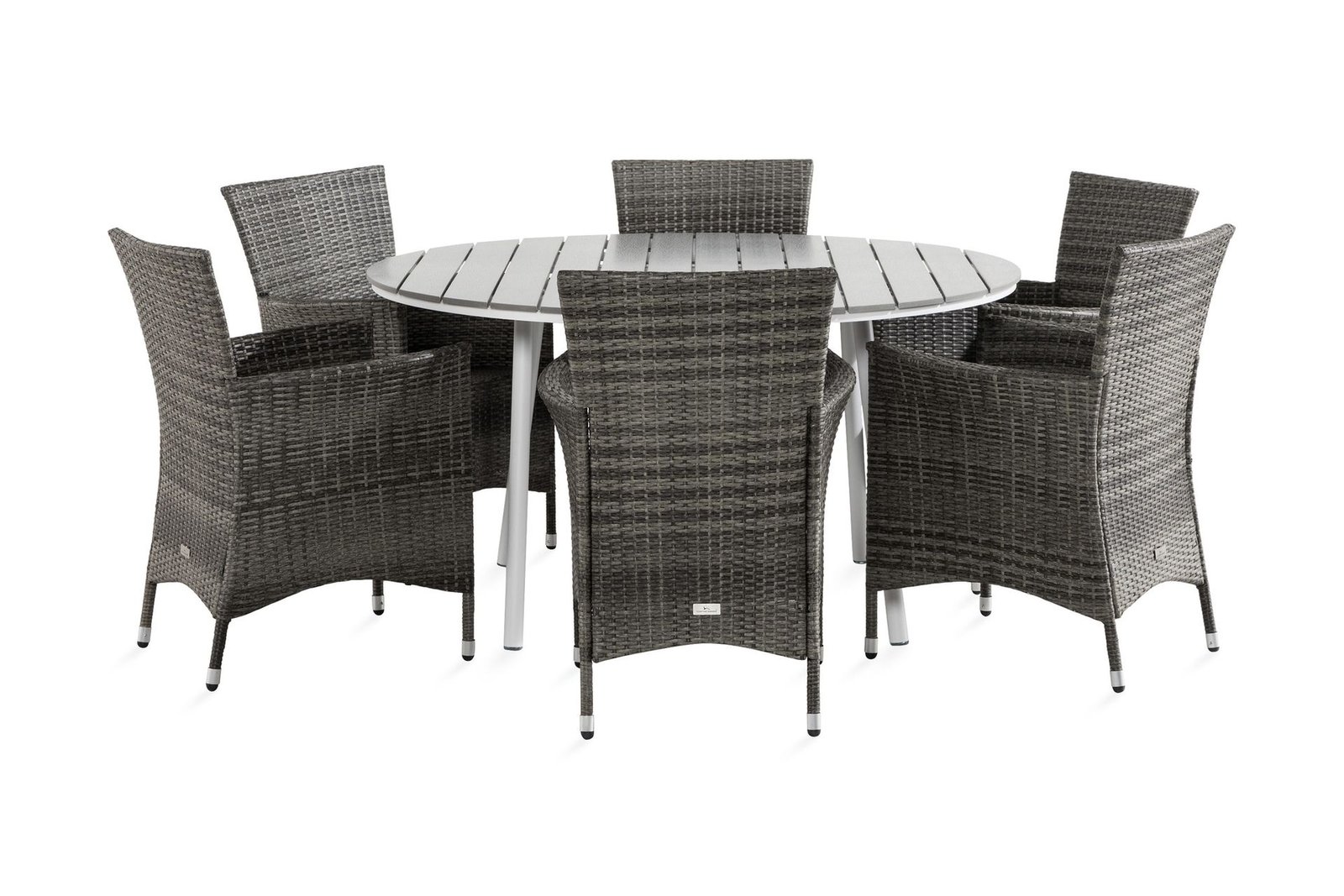 Ruokailuryhmä Tunis 140 Pyöreä 6 Thor nojatuolia - Valkoinen/Harmaa