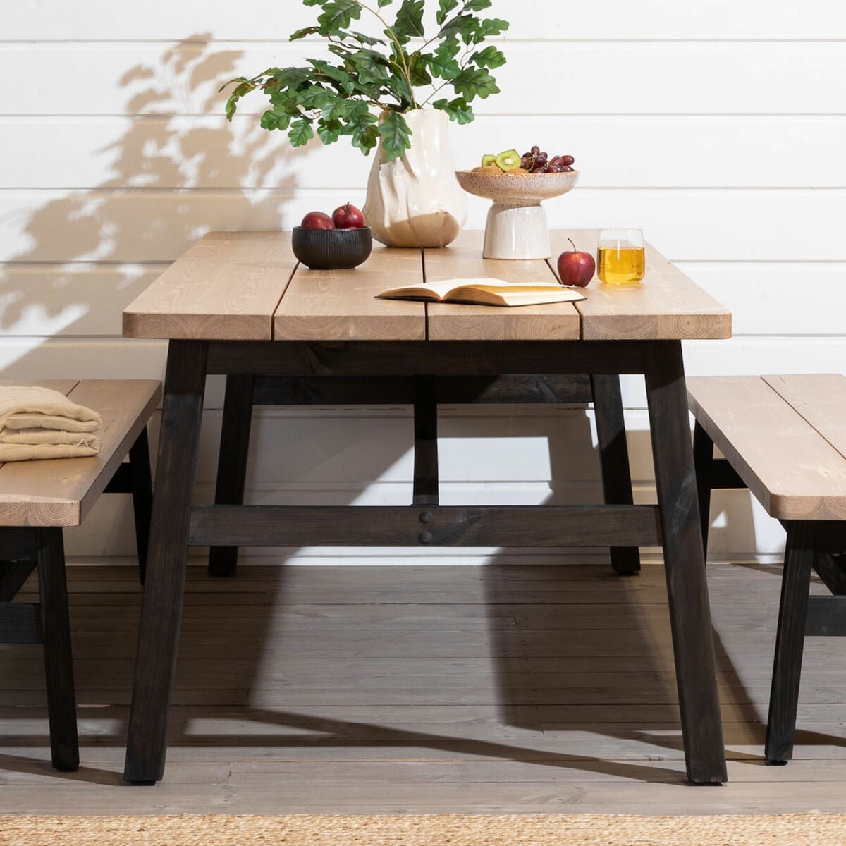 Kalho ruokapöytä 220x91 cm antiikki/musta