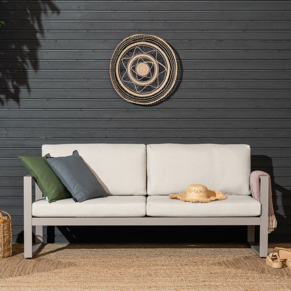 Mooda Kallas 3-istuttava sohva greige, hiekka pehmusteet