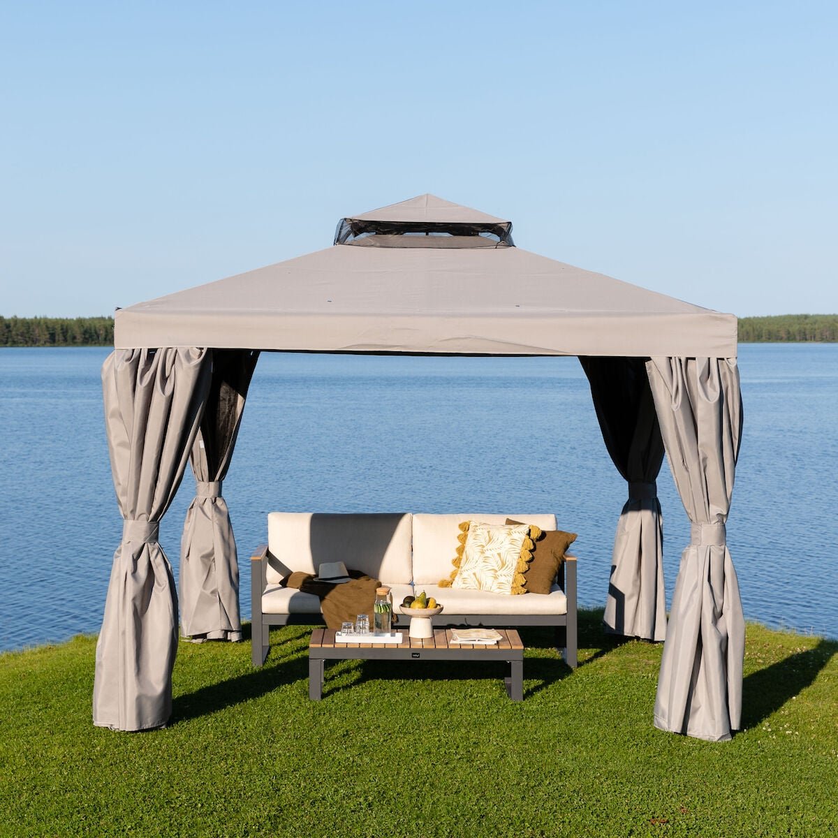 Ranta paviljonki 3x3 m harmaa