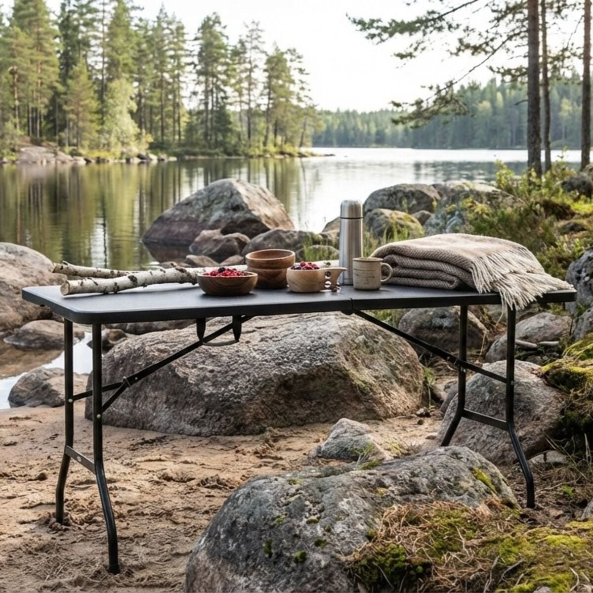 Retki taittopöytä 180x70 cm musta