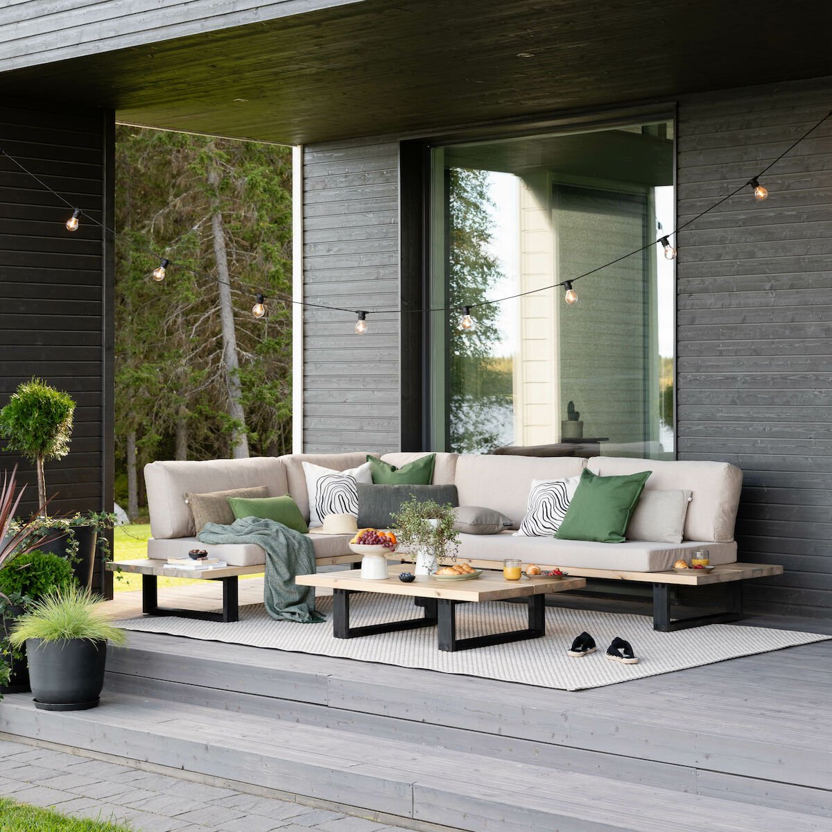 Saima kulmasohva antiikkipetsattu/Texsilk hiekka 4212