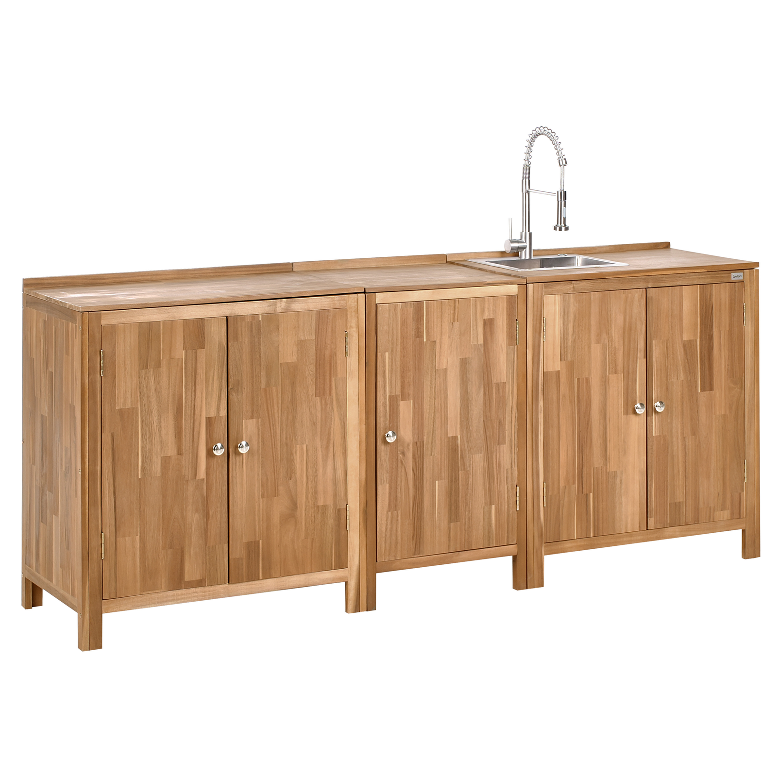 Ulkokeittiösetti pesualtaalla 3 osaa VENOSA akaasia Ruskea/hopea