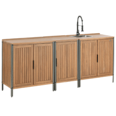 Ulkokeittiösetti pesualtaalla 3 osaa IVREA sertifioitu akaasia Ruskea/musta