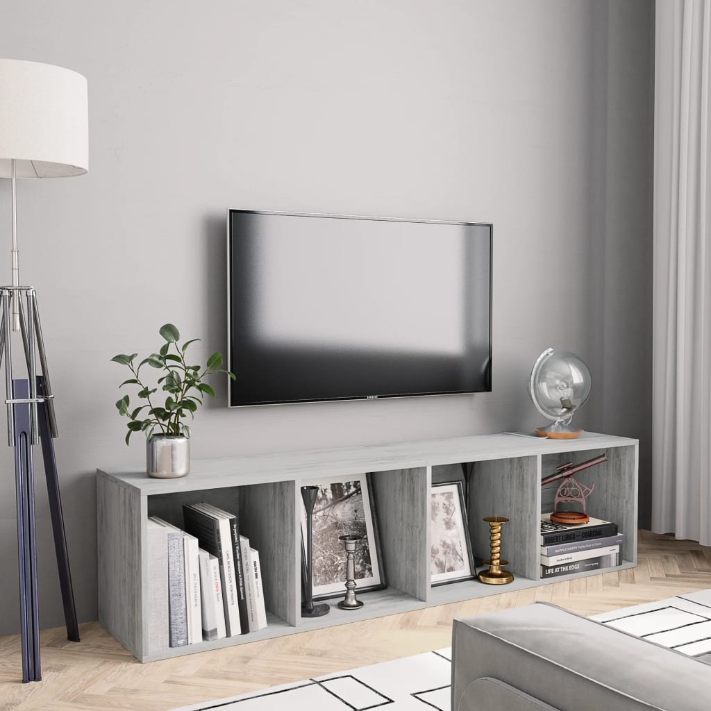 vidaXL Kirjahylly/TV-taso betoninharmaa 143x30x36 cm
