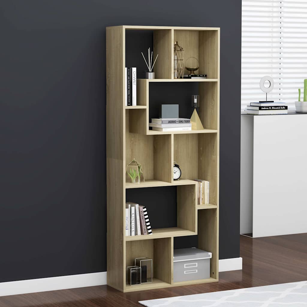 vidaXL Kirjahylly Sonoma-tammi 67x24x161 cm tekninen puu