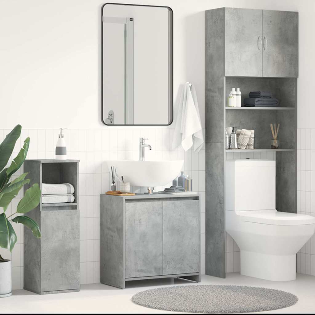 vidaXL Kylpyhuonekaappi betoninharmaa 60x33x61 cm tekninen puu