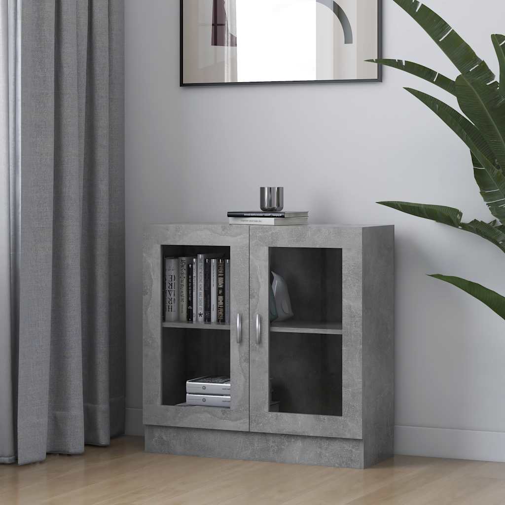 vidaXL Vitriinikaappi betoninharmaa 82,5x30,5x80 cm tekninen puu