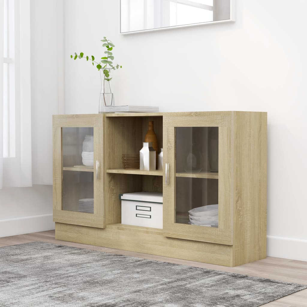 vidaXL Vitriinikaappi Sonoma-tammi 120x30,5x70 cm tekninen puu
