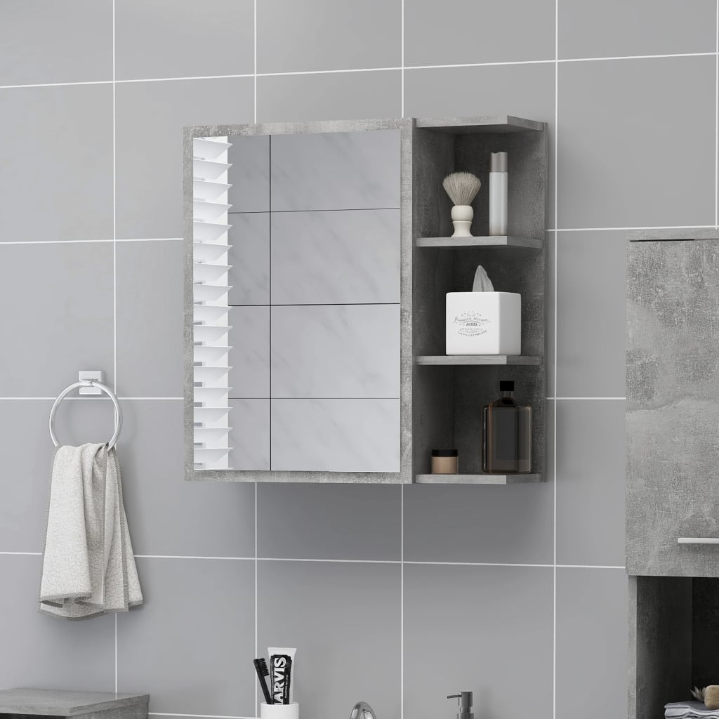 vidaXL Kylpyhuoneen peilikaappi harmaa 62,5x20,5x64 cm tekninen puu