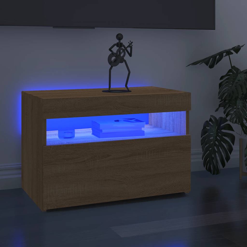 vidaXL TV-taso LED-valoilla Sonoma-tammi 60x35x40 cm