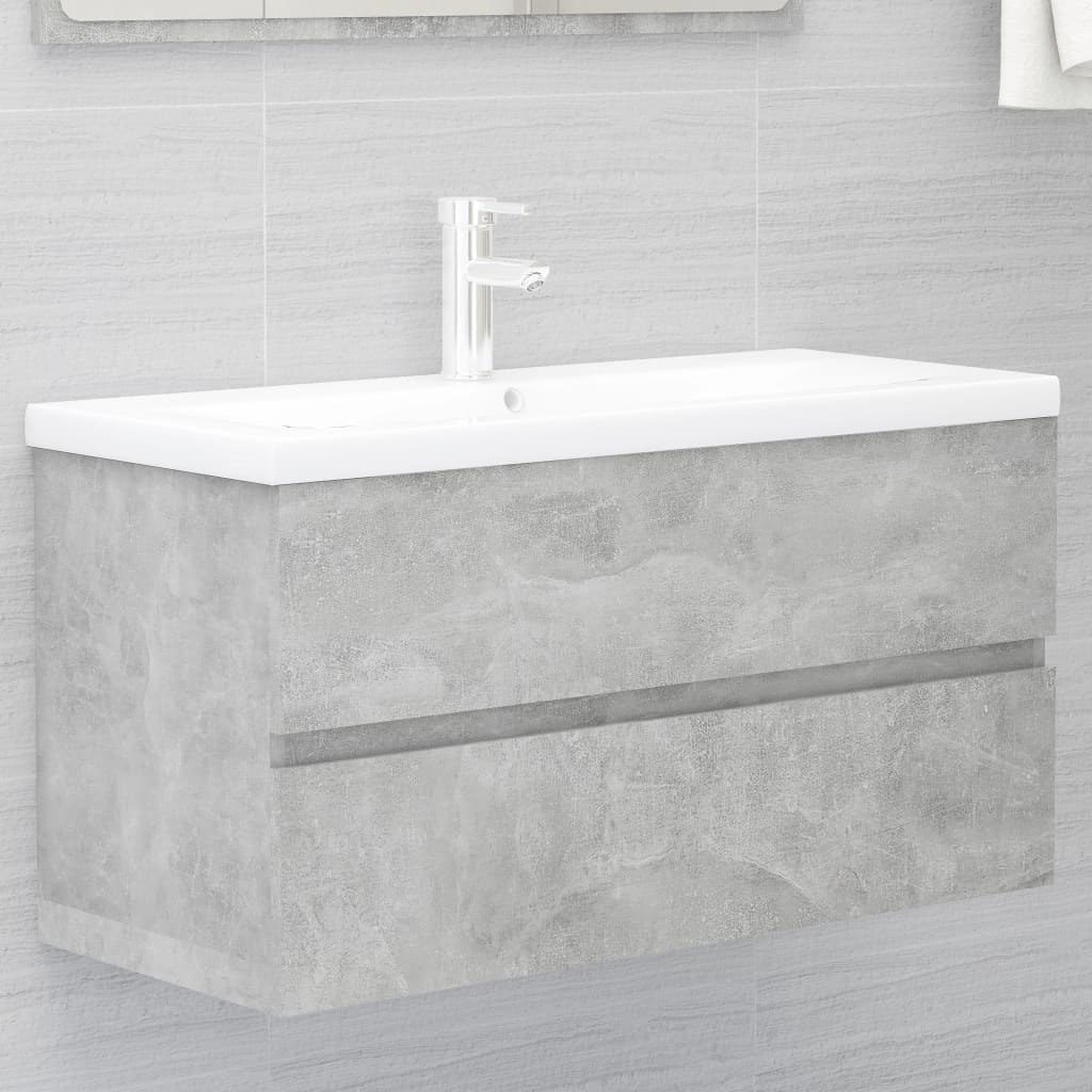 vidaXL Allaskaappi betoninharmaa 90x38,5x45 cm tekninen puu