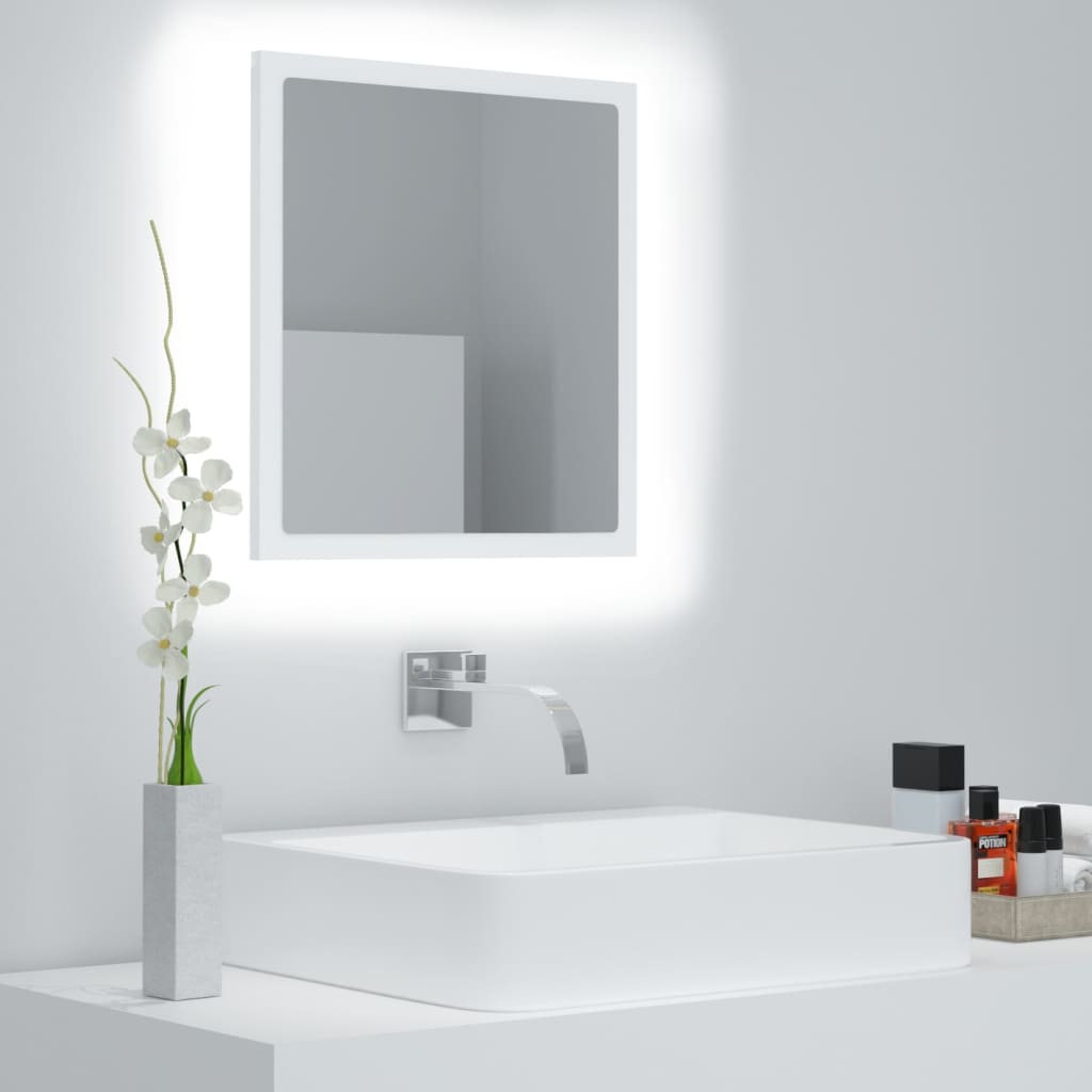 vidaXL LED-kylpyhuonepeili valkoinen 40x8,5x37 cm akryyli