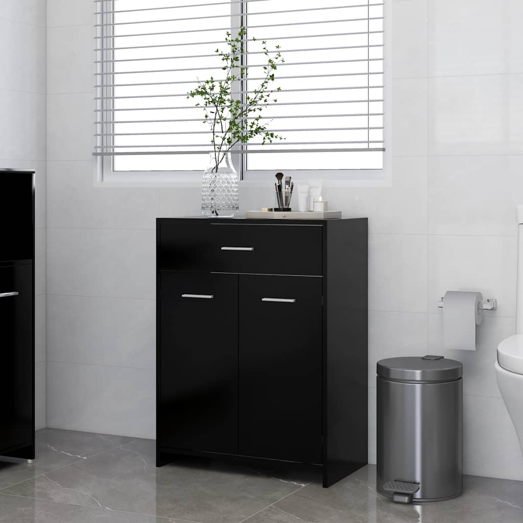 vidaXL Kylpyhuonekaappi musta 60x33x80 cm tekninen puu