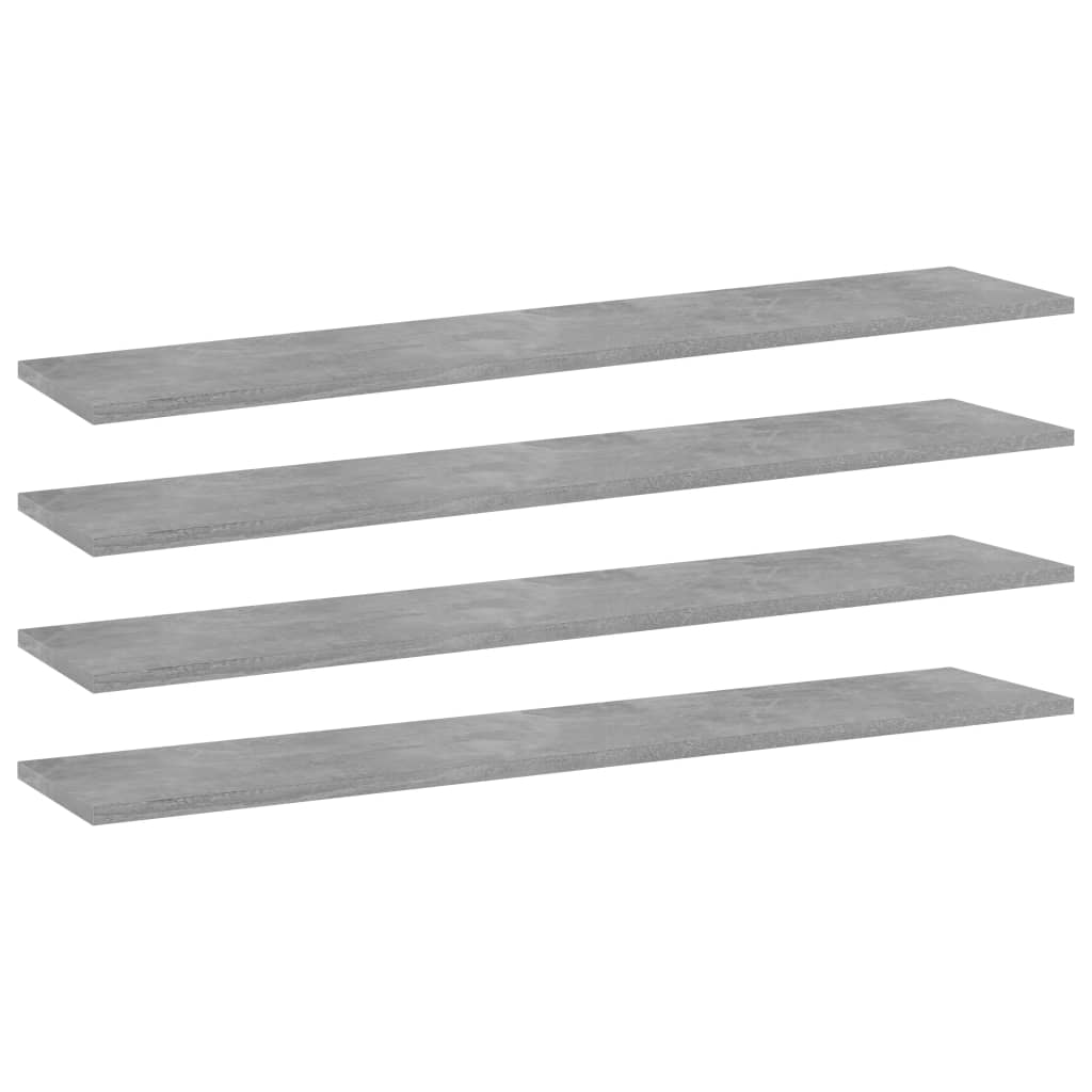 vidaXL Kirjahyllytasot 4 kpl betoninharmaa 100x20x1,5 cm tekninen puu