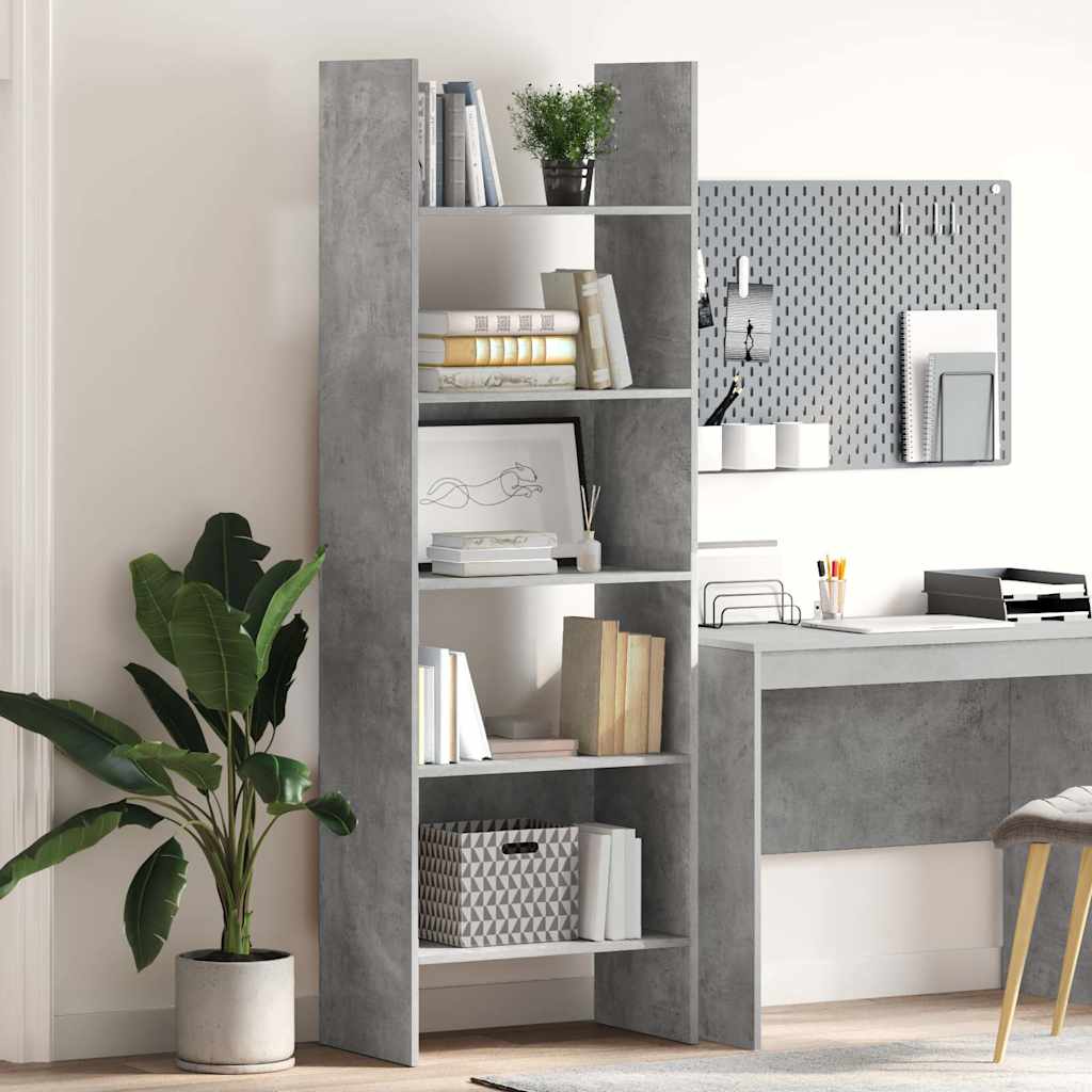 vidaXL Kirjahylly betoninharmaa 60x35x180 cm tekninen puu