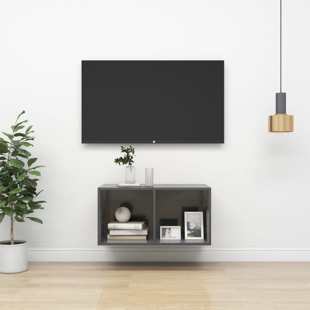 vidaXL Seinäkiinnitettävä TV-taso kk. harm. 37x37x72 cm tekninen puu