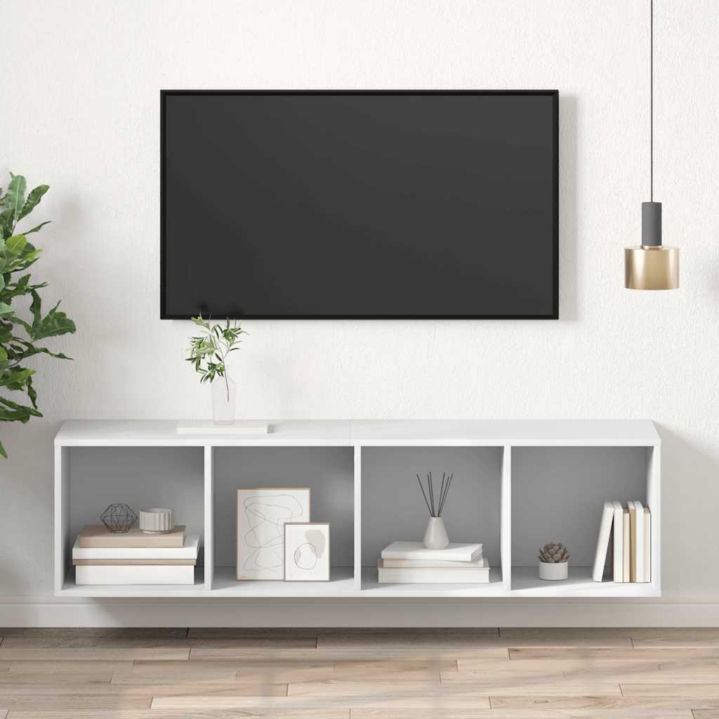 vidaXL Seinäkiinnitettävä TV-taso valk. 37x37x142,5 cm tekninen puu